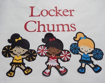 Cheerleaderl Locker Decorations.  Personalize your own Locker Chum with Team Uniform Colors