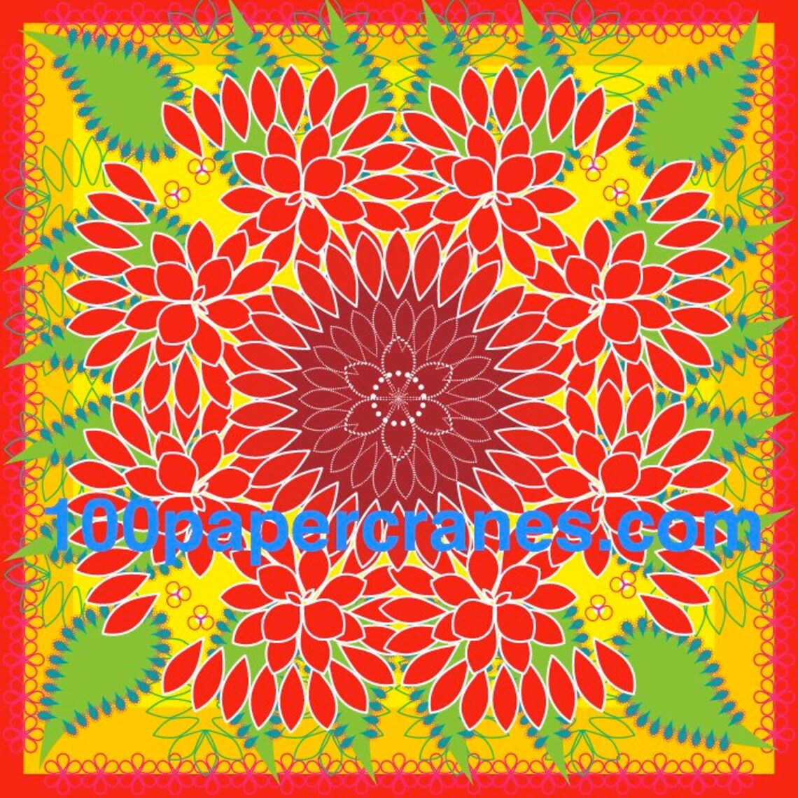 Red and Green Origami Paper Floral Design 100 Pack. Etsy