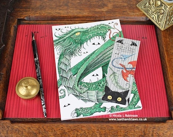 Green Dragon Notebook | Illustrated Medieval Fantasy Journal | UK Made