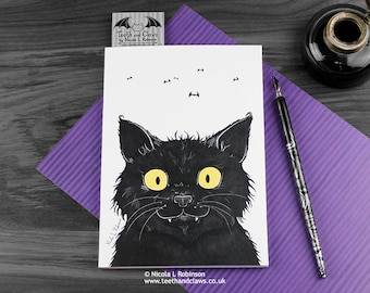 Black Cat Notebook, A5 Journal, Lined, Gothic Notebook, Cat Lover Notebook, Alternative Stationery, Mythology, Magic, Witch Gift