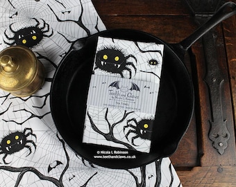 Gothic Spider Tea Towel | Screen Printed Organic Cotton | UK Made