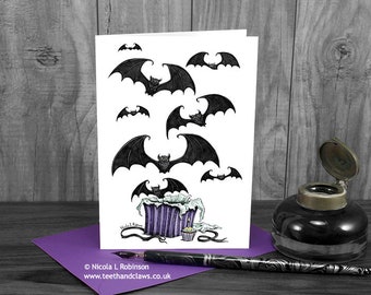 Gothic Bat Birthday Card | Vampire Bats Surprise Gift Card | UK Made