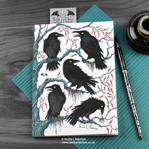 Crows Notebook, A5 Journal, Lined, Gothic Notebook, Ravens Notebook, Alternative Stationery, Mythology, Magic