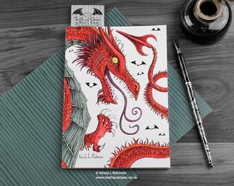 Red Dragon Notebook, A5 Journal, Lined, Dragon Notebook, Fantasy Notebook, Dragon Stationery, Mythology, Magic