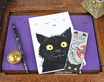 Black Cat Notebook | Illustrated Gothic Cat Journal | UK Made