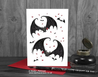 Gothic Bats Love Card | Bat Valentine Card | UK Made