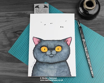 British Shorthair Cat Notebook, A5 Journal, Lined, Cat Notebook, Cat Lover Notebook, Cat Stationery, Blue Shorthair Cat, Grey Cat Gift