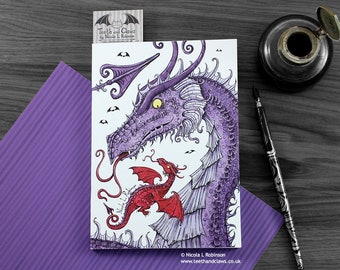 Purple Dragon Notebook, A5 Journal, Lined, Dragon Notebook, Gothic Notebook, Dragon Stationery