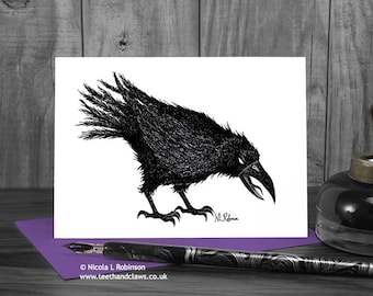 Cawing Black Crow Card | Gothic Raven Birthday Card | UK Made
