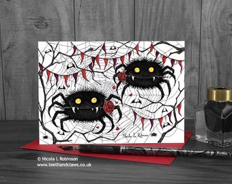 Gothic Spider Wedding Card | Alternative Couple Greeting Card | UK Made
