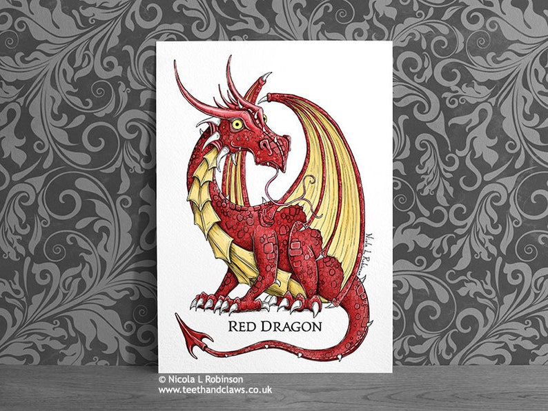 Personalised Dragon Art Personalised Print Dragon print Etsy