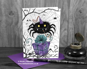 Gothic Spider Birthday Card | Spooky Card for Kids & Adults | UK Made