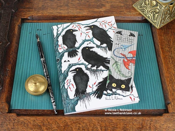 Gothic Crows Notebook, Crows Journal, A5 Journal, Lined, Gothic Notebook, Raven Notebook, Witch Journal, Crows, Writer gift, Made in the UK