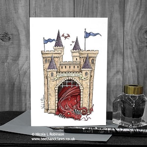 Dragon New Home Card, Red Dragon Castle, Happy New Home, Welsh Dragon, Moving Card, Housewarming, New Address, Notecard, Made in the UK