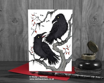 Gothic Ravens Wedding Card | Raven Anniversary Greeting Card | UK Made