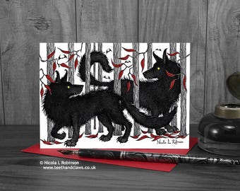 Gothic Wolves Love Card | Wolf Valentine Greeting Card | UK Made