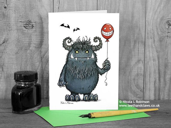 Monster Card Monster Birthday Card Card for Kids Cute | Etsy