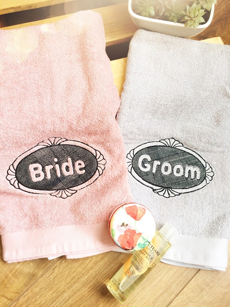 Bride and Groom Embroidered Hand Towels for Honeymoon or as a Etsy