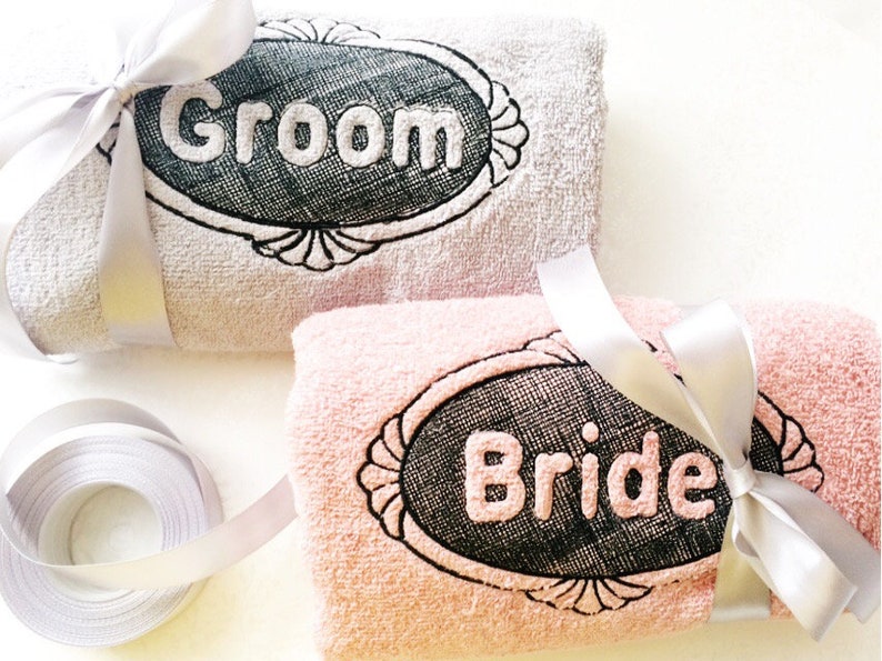 Bride and Groom Embroidered Hand Towels for Honeymoon or as a Etsy