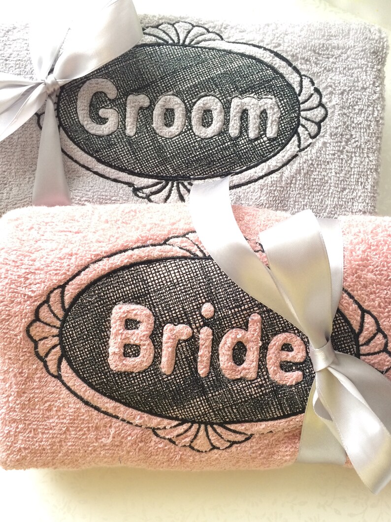Bride and Groom Embroidered Hand Towels for Honeymoon or as a Etsy