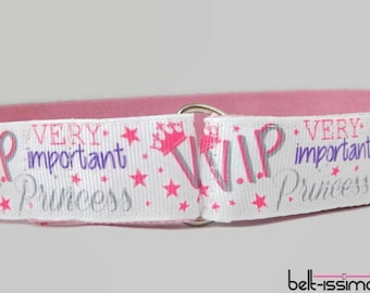 Princess belt for children, Adjustable Cotton belt, d-ring belt, easy release, hook and loop belt, pink belt for girls, party belt