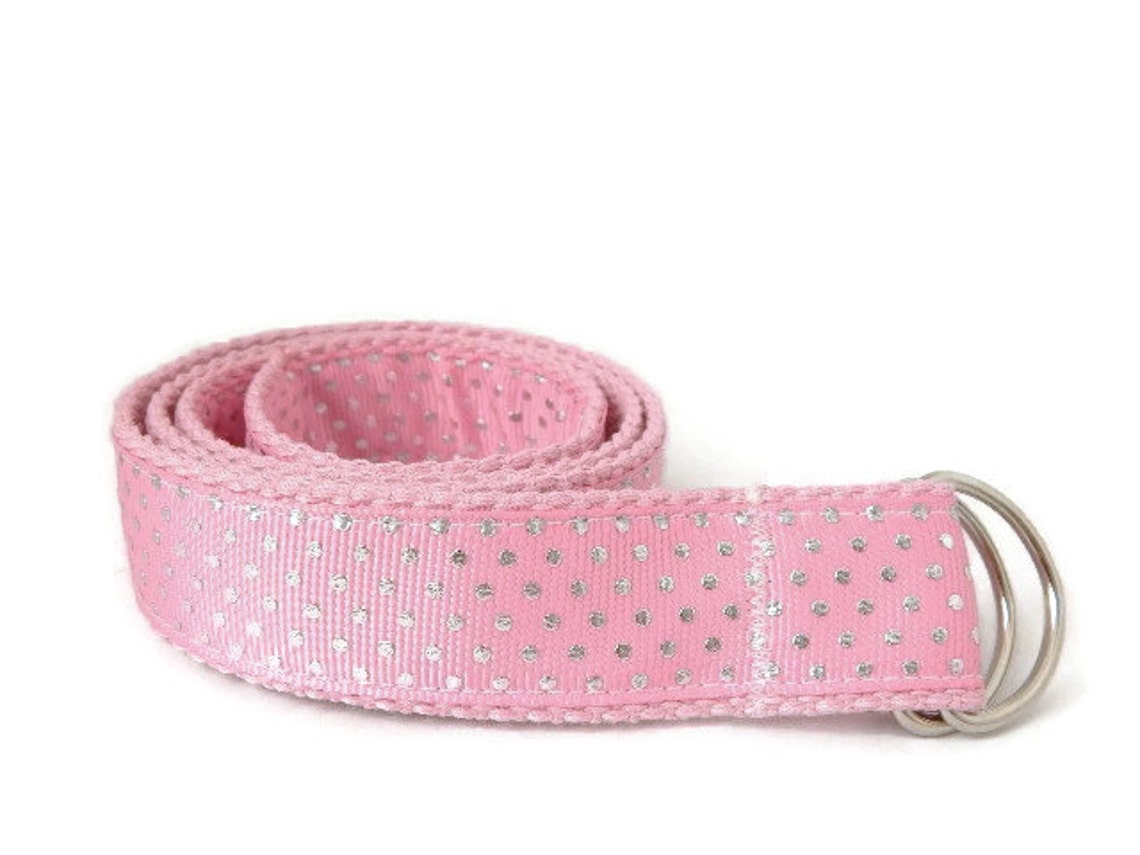 Girl's Pink Belt, Adjustable Cotton Belt, Hook and Loop Belt, D-ring ...