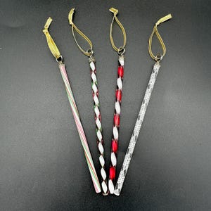Handblown Glass Christmas Icicle Ornaments: Filigree Ribbon Mix, Set of 4