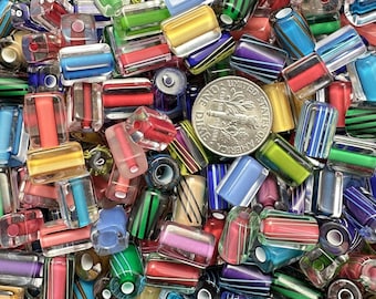 Cane Furnace Glass, Designer Beads, Jewel Tones Medium size mix by Virginia Wilson Toccalino, 1 oz