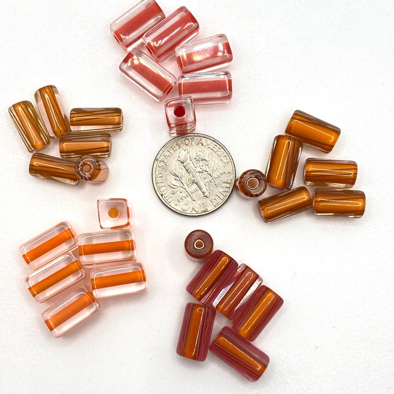 Shades of Orange ORT1 30 Tube beads Small-Medium Size Furnace Glass Cane Beads