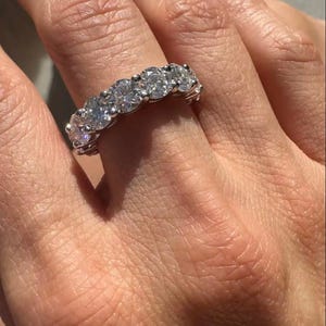 Certified Moissanite Eternity Band Ring: 18K Gold Plated 925 Silver Unisex Wedding Band