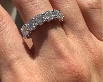 Certified 7CT Moissanite Eternity Band Ring | 3mm/5mm Round Cut Unisex Wedding Band | 925