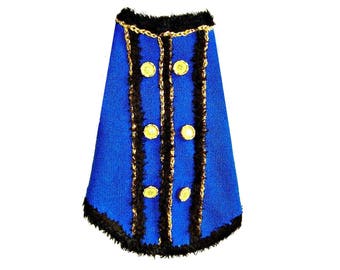 Dog Sweaters / Couture Military Royal Blue/Black/Gold Dog Sweater-"Jacket"