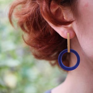 SOUL bottle Gold long cobalt blue earrings
