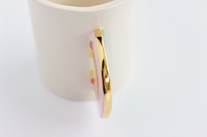 Ceramic Rainbow Mug Rainbow Handle Mug Colorful Handmade Etsy