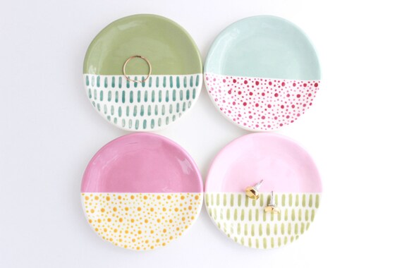 Modern Ceramic Ring Dish Nightstand Organizer Patterned Etsy