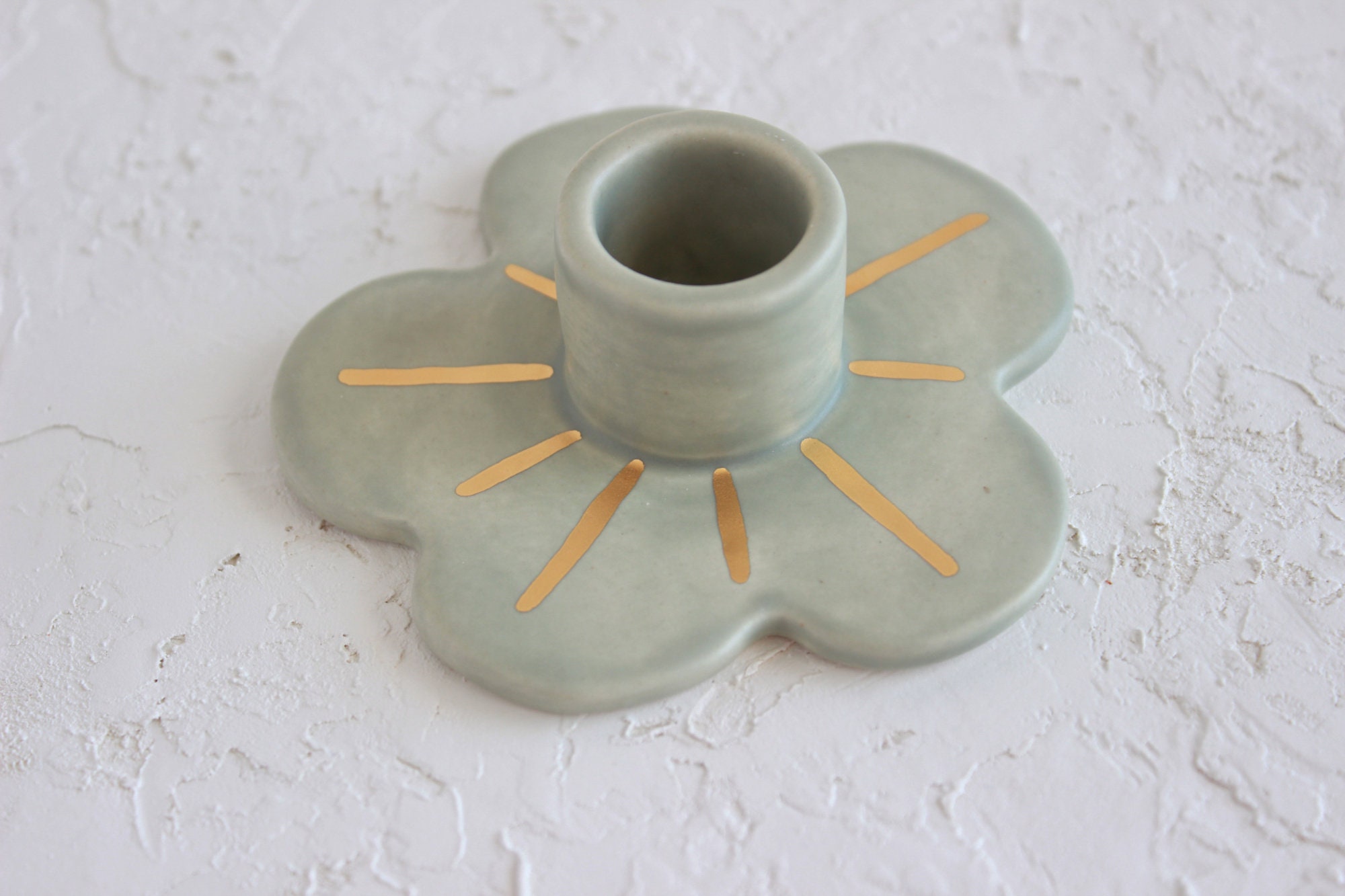 Sage Green and Gold Flower Candle Holder Minimal Candlestick - Etsy