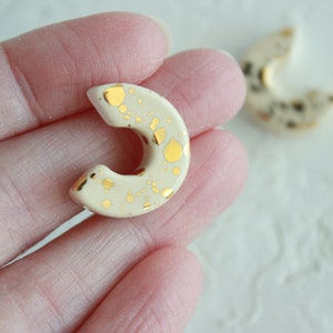 Ceramic Hoop Earrings, Gold Splatter Statement Earrings, Modern Jewelry under 50, Handmade Clay Earrings, Round Hoop Earrings image 6