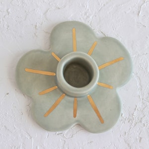 Sage Green and Gold Flower Candle Holder Minimal Candlestick - Etsy