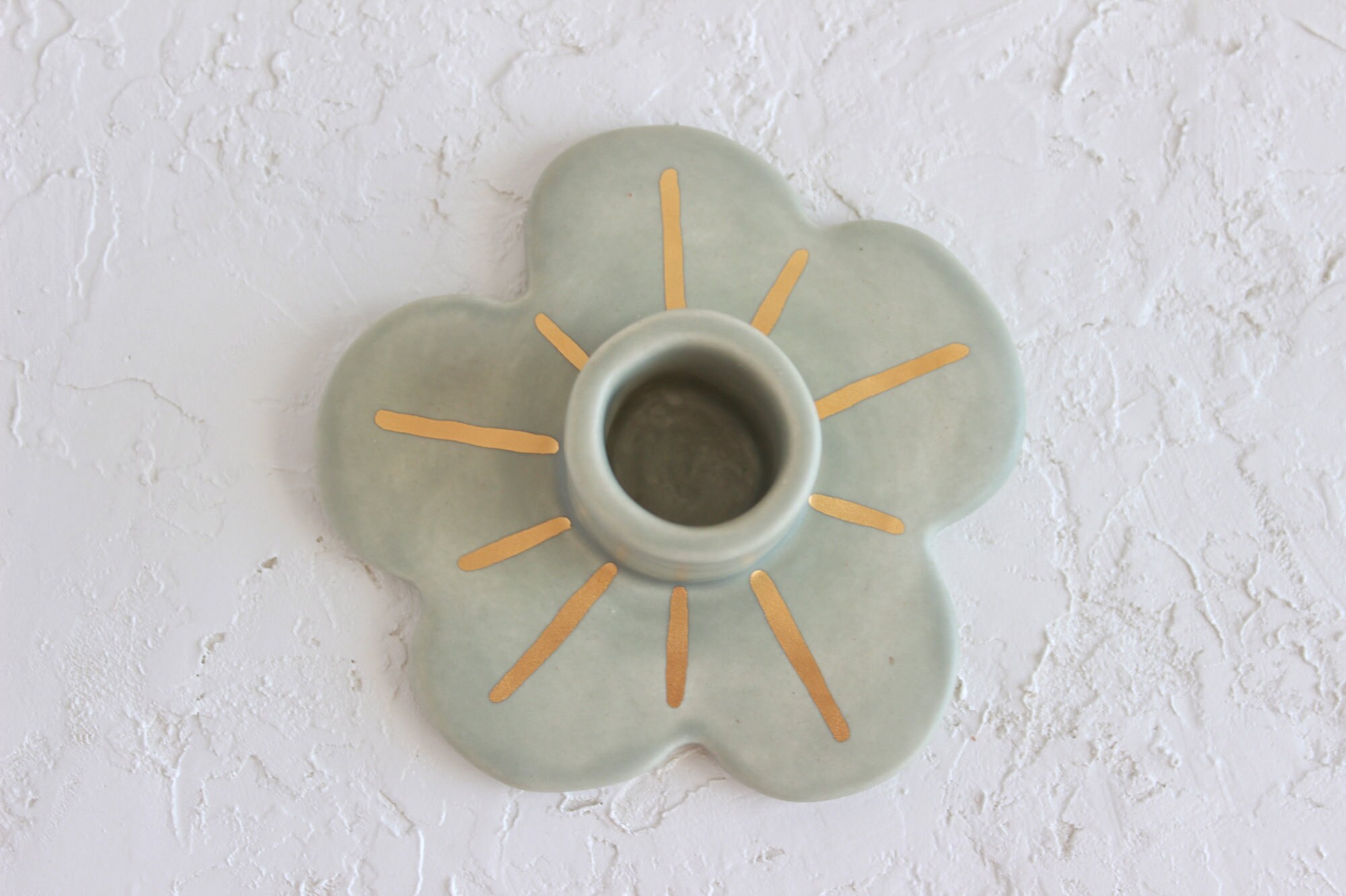 Sage Green and Gold Flower Candle Holder Minimal Candlestick - Etsy