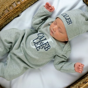Personalized Newborn Boy Coming Home Outfit - Monogrammed Baby Shower Gift