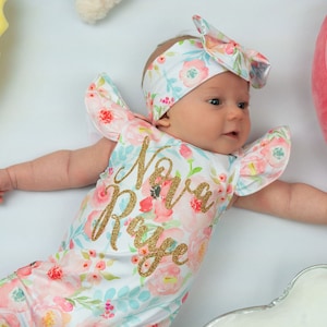 Baby Girl Coming Home Outfit,Newborn Girl romper, Baby Girl romper, Baby Shower Gift, watercolor floral Newborn Romper Icing Romper Ruffle