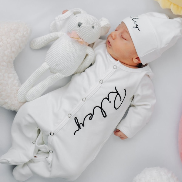 Baby boy coming home outfit, newborn coming home outfit, newborn boy outfit, monogrammed footie, baby shower gift, newborn cursive outfit