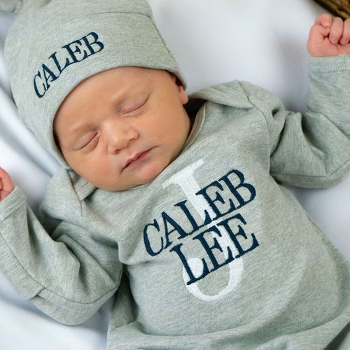 Baby Boy Coming Home Outfit Newborn Boy Monogrammed Gown and Etsy