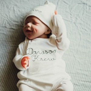 Baby boy coming home outfit, newborn coming home outfit, newborn boy outfit, monogrammed footie, baby shower gift, newborn photos, green boy