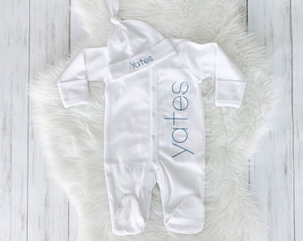 Baby boy coming home outfit, newborn coming home outfit, newborn boy outfit, monogrammed footie, baby shower gift, newborn photos