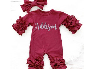 maroon baby romper