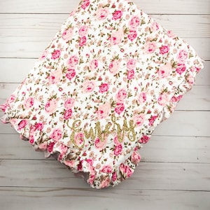 Personalized Baby Blanket Baby Minky Blanket Newborn Baby Blanket Baby Shower Gift Stroller Blanket Infant Blanket Pink Baby Girl Blanket