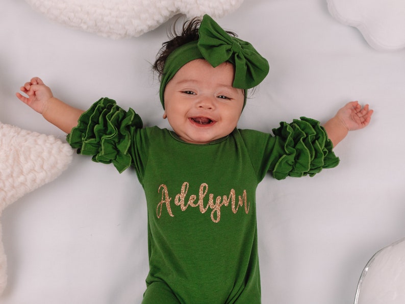 Personalized Newborn Girl Coming Home Outfit Girl Gown Baby Etsy