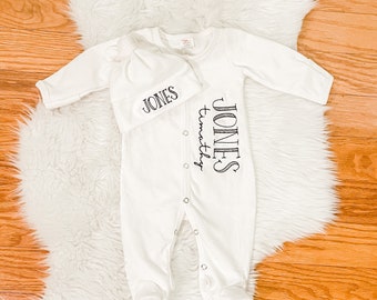 Baby boy coming home outfit, newborn coming home outfit, newborn boy outfit, monogrammed footie, baby shower gift, newborn photos, blue boy