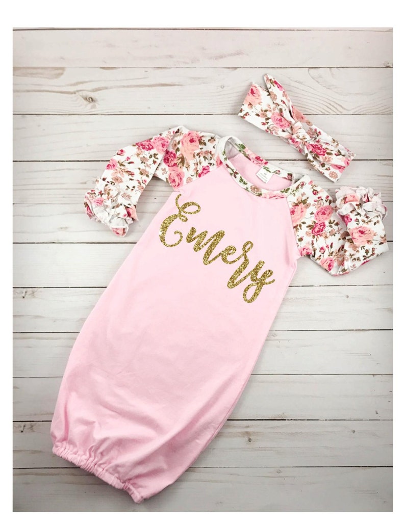 Personalized Newborn Girl Coming Home Outfit Girl Gown Baby Etsy